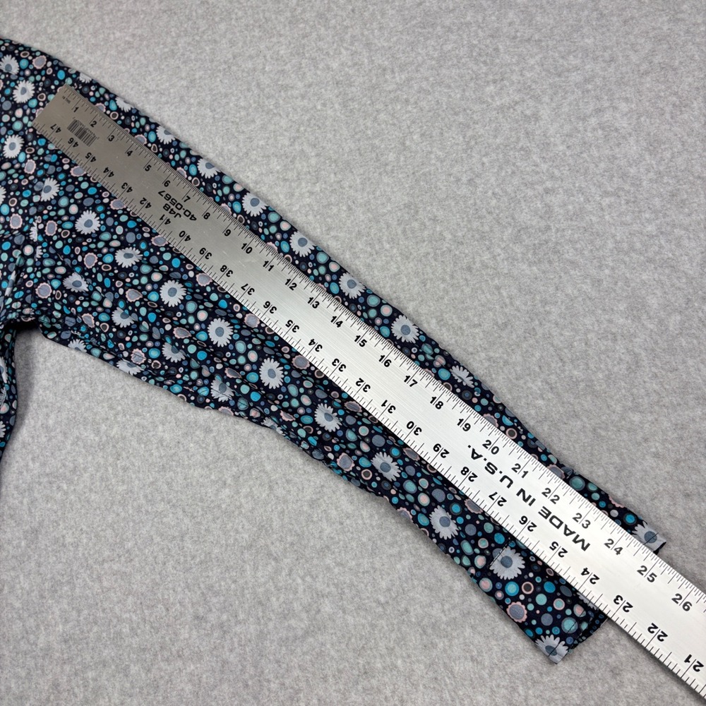 Robert Graham Shirt Mens Large Floral Dot Print Blue Button Down Flip Cuff - Picture 7 of 10